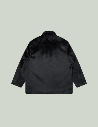 B EMBLEM FAUX FUR TAILORED JACKET