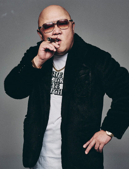 B EMBLEM FAUX FUR TAILORED JACKET