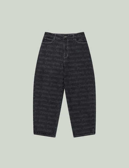 FASTHAND SCRIPT PATTERNED EXTRA BAGGY JEANS