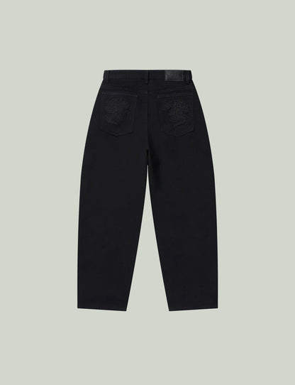 DRAGONS EMBROIDERED WASHED BAGGY PANTS