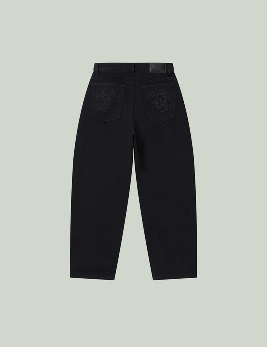 DRAGONS EMBROIDERED WASHED BAGGY PANTS