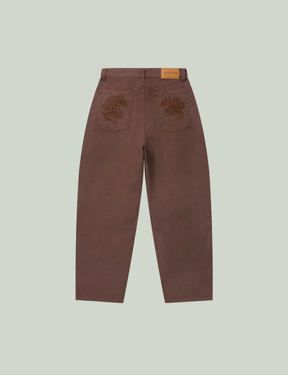 DRAGONS EMBROIDERED WASHED BAGGY PANTS