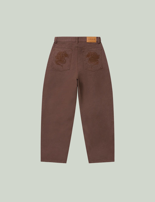 DRAGONS EMBROIDERED WASHED BAGGY PANTS