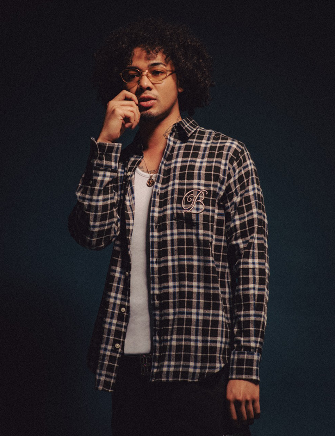 B EMBLEM FLANNEL SHIRT