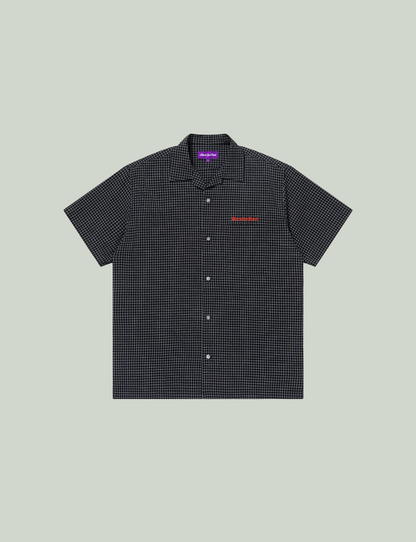 GRID CHECKED OPEN COLLARED S/S SHIRT