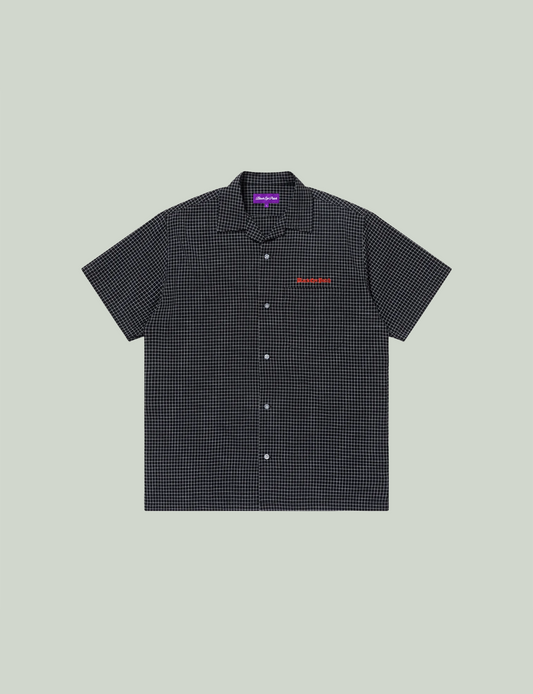 GRID CHECKED OPEN COLLARED S/S SHIRT