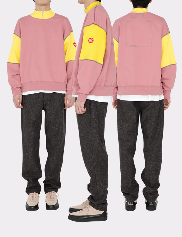 WIDE RIB CUT HALF ZIP SWEAT
