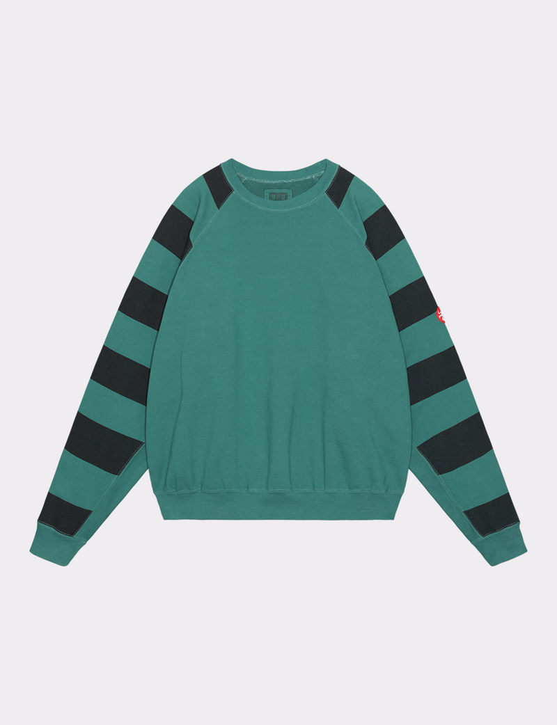 OVERDYE STRIPE SLEEVE BIG CREW NECK