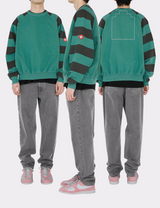 OVERDYE STRIPE SLEEVE BIG CREW NECK