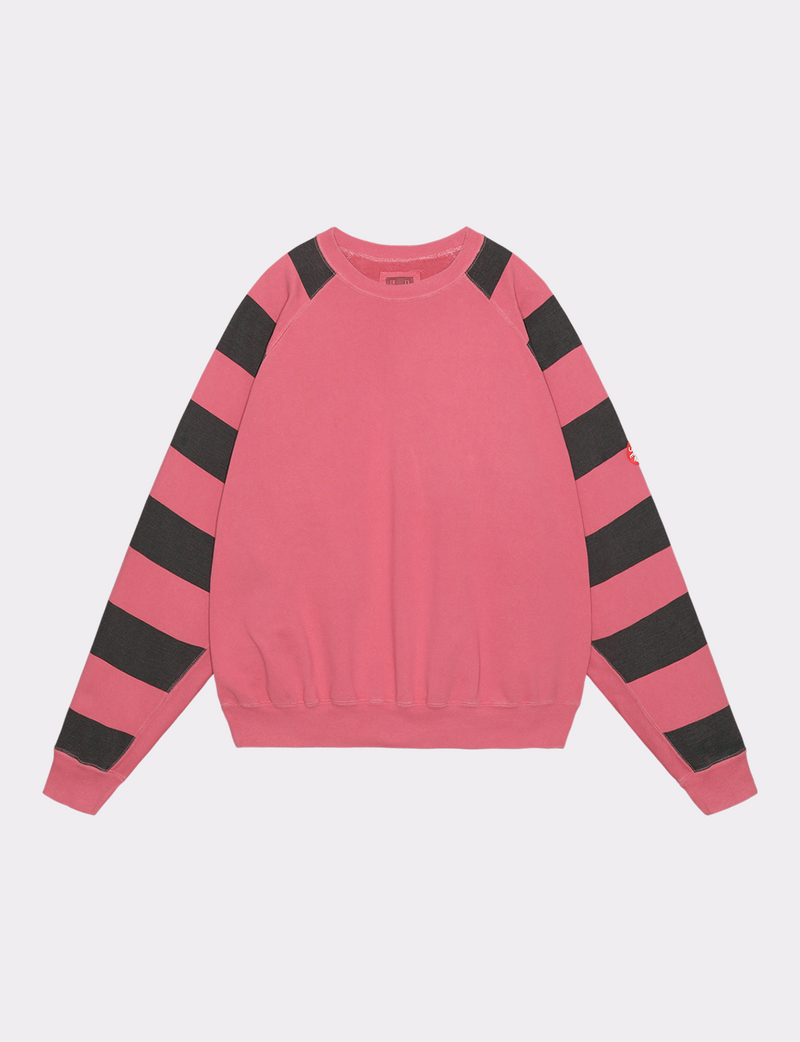 OVERDYE STRIPE SLEEVE BIG CREW NECK