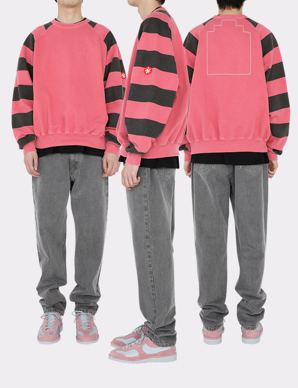 OVERDYE STRIPE SLEEVE BIG CREW NECK