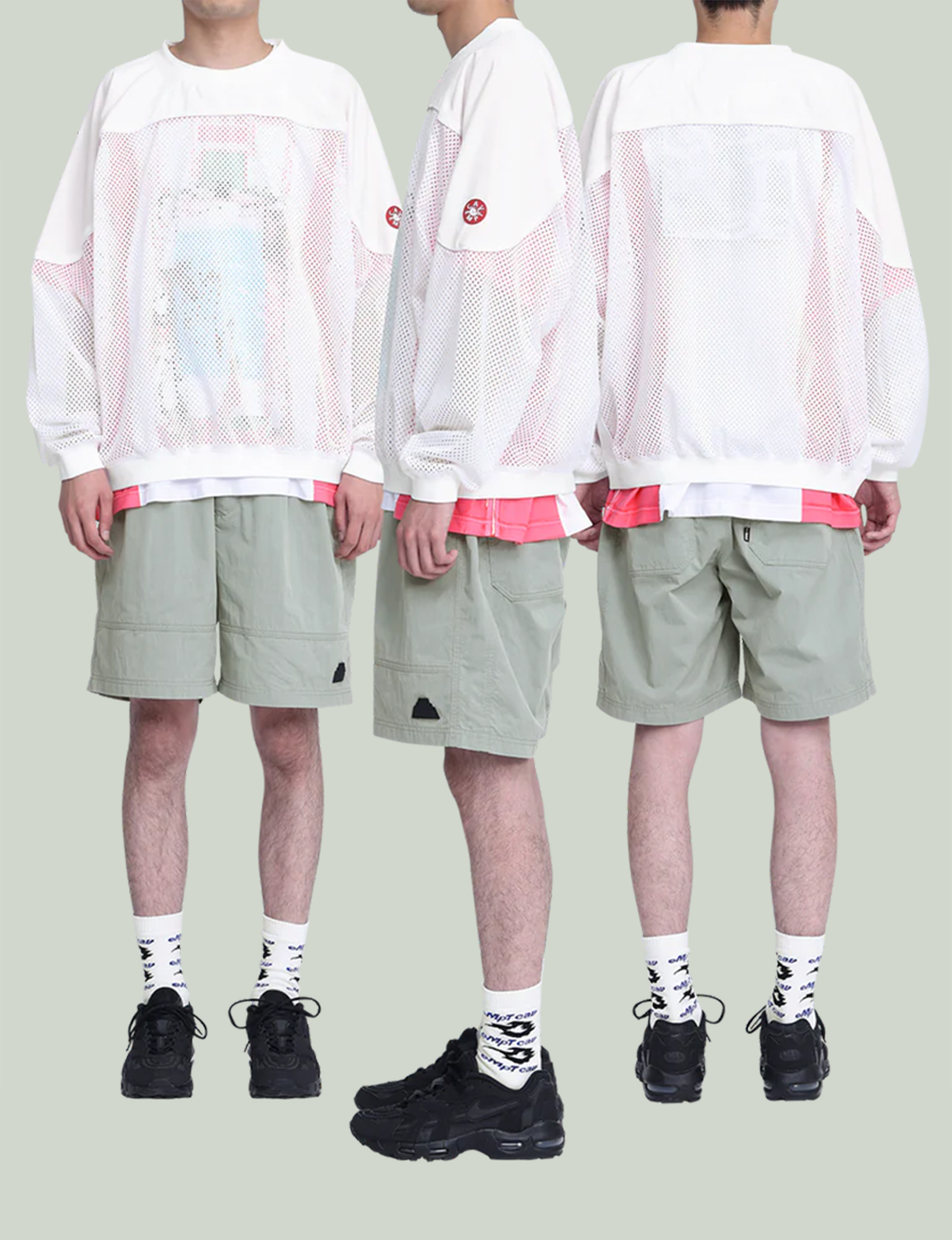 C.E - Mesh Track Crew Neck White | ALTERFATE