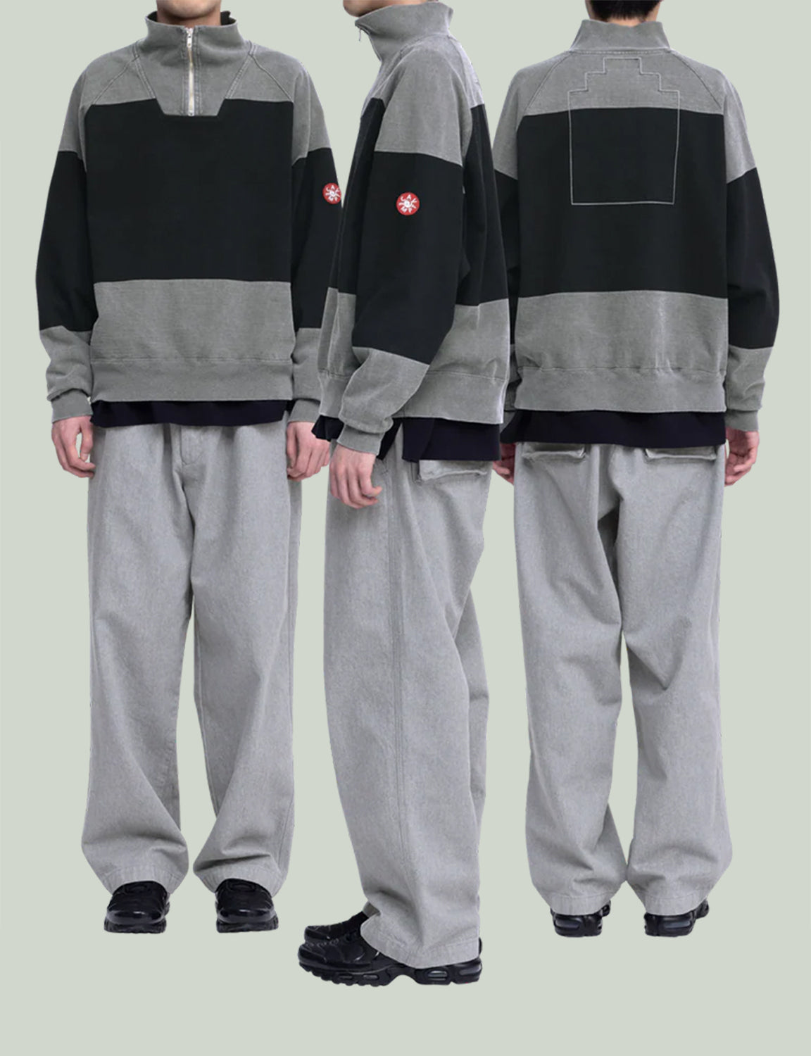 OVERDYE STRIPE HALF ZIP