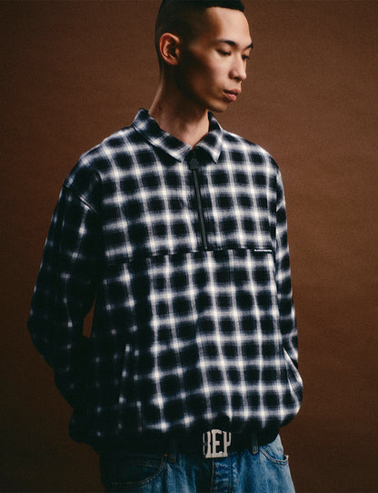 COLLARED HALF ZIP FLANNEL PULLOVER