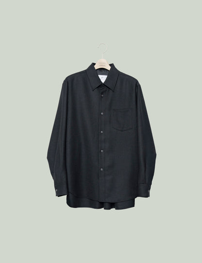 Watteau gathered Wool shirt - Black