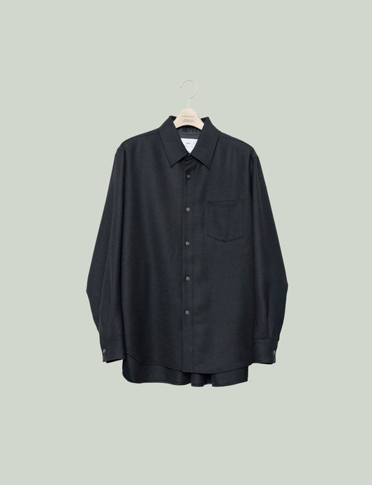 Watteau gathered Wool shirt - Black