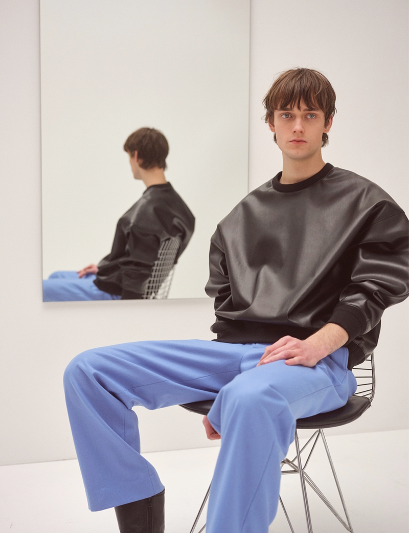 FAUX LEATHER PULLOVER