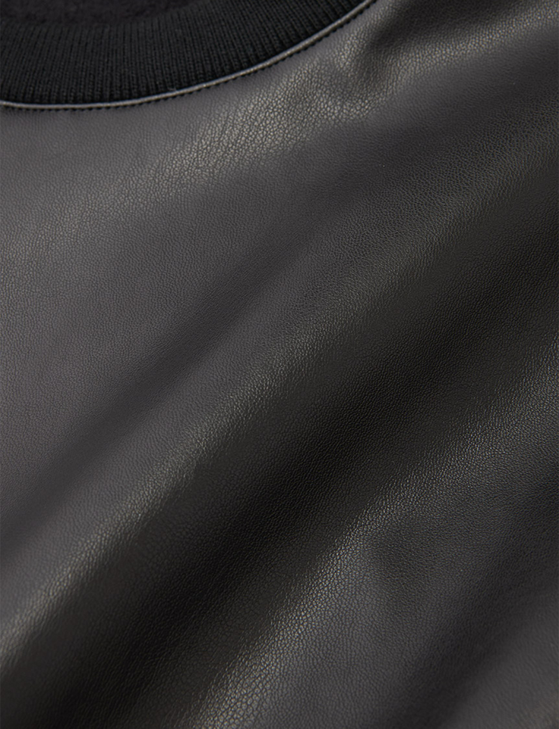 FAUX LEATHER PULLOVER