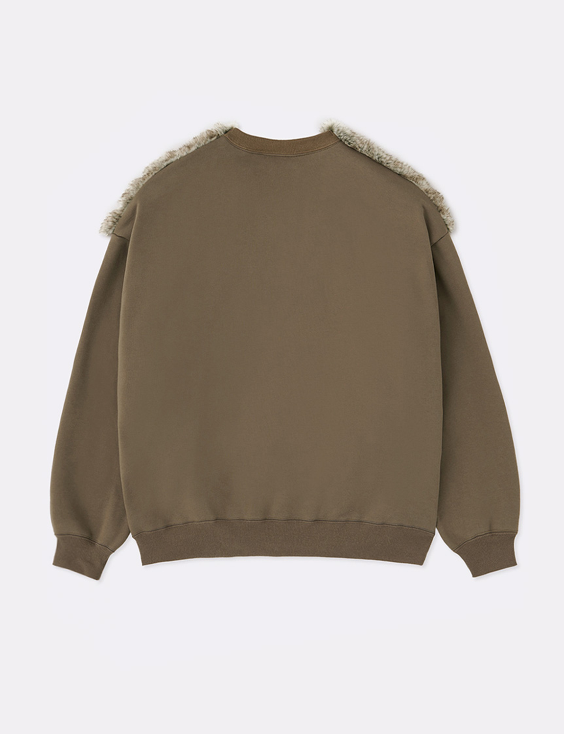 FAUX FUR PLUNGING NECK SWEAT