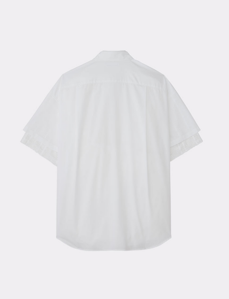 LACE MIX DOUBLE FRONT OVER SIZED SIGNATURE S/S SHIRT