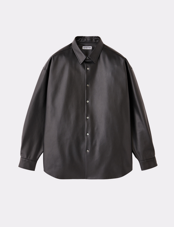 FAUX LEATHER OVER SIZED SHIRT