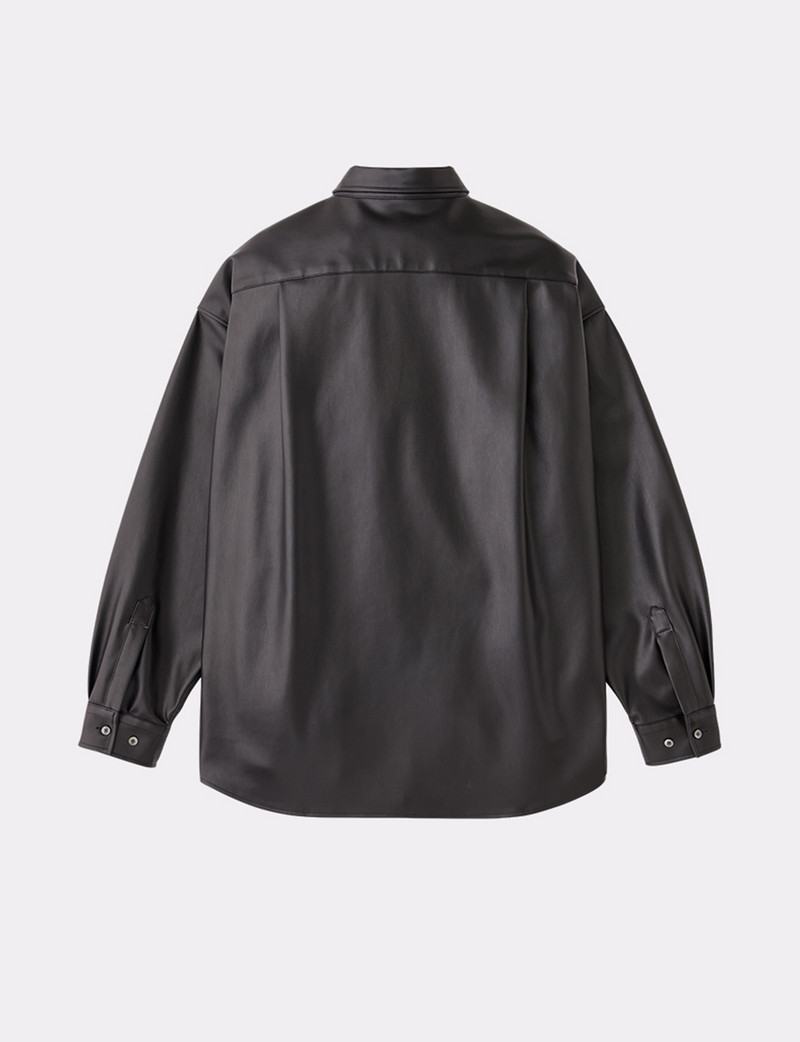 FAUX LEATHER OVER SIZED SHIRT