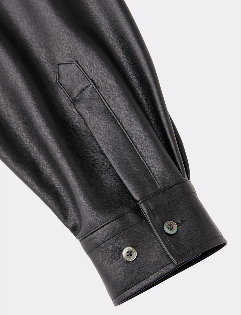 FAUX LEATHER OVER SIZED SHIRT