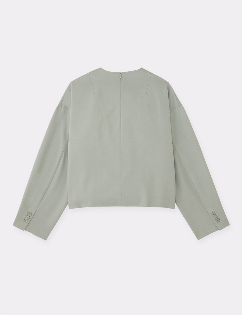 CROPPED NOCOLLAR PULLOVER SHIRT JACKET