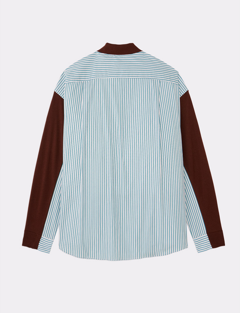 KNIT POLO OVER SIZED L/S SHIRT