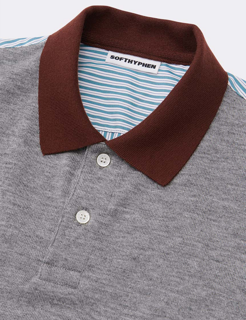 KNIT POLO OVER SIZED L/S SHIRT