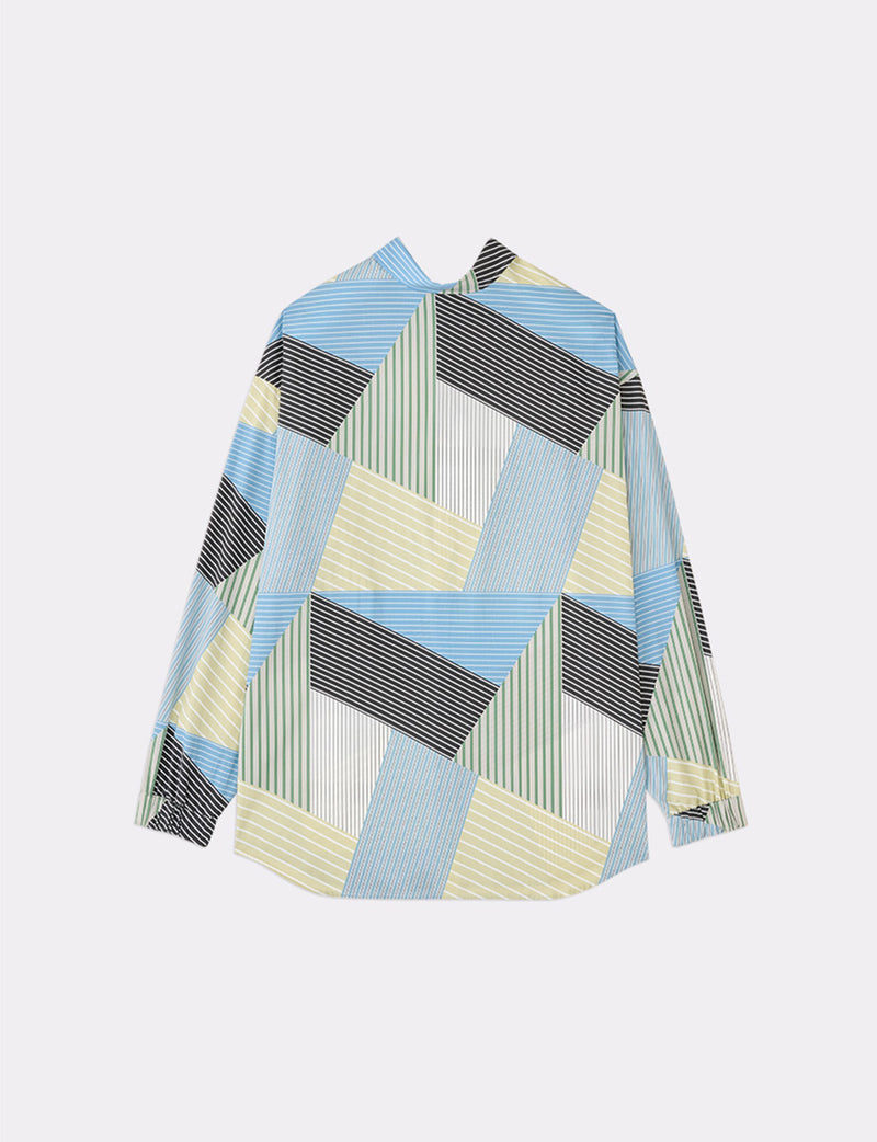 MIX STRIPE PULLED BACK COLLAR OVER SIZED SHIRT