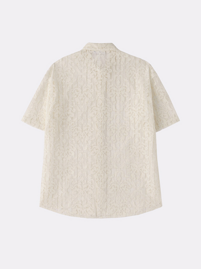 DAMASK PATTERNED LACE S/S SHIRT