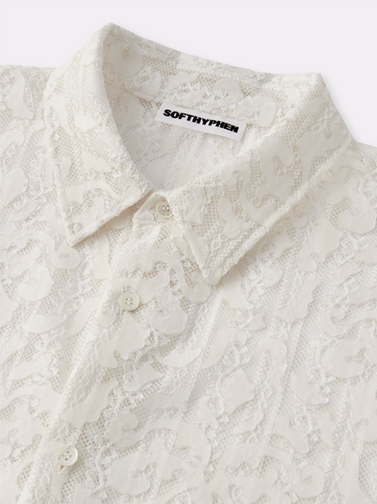 DAMASK PATTERNED LACE S/S SHIRT