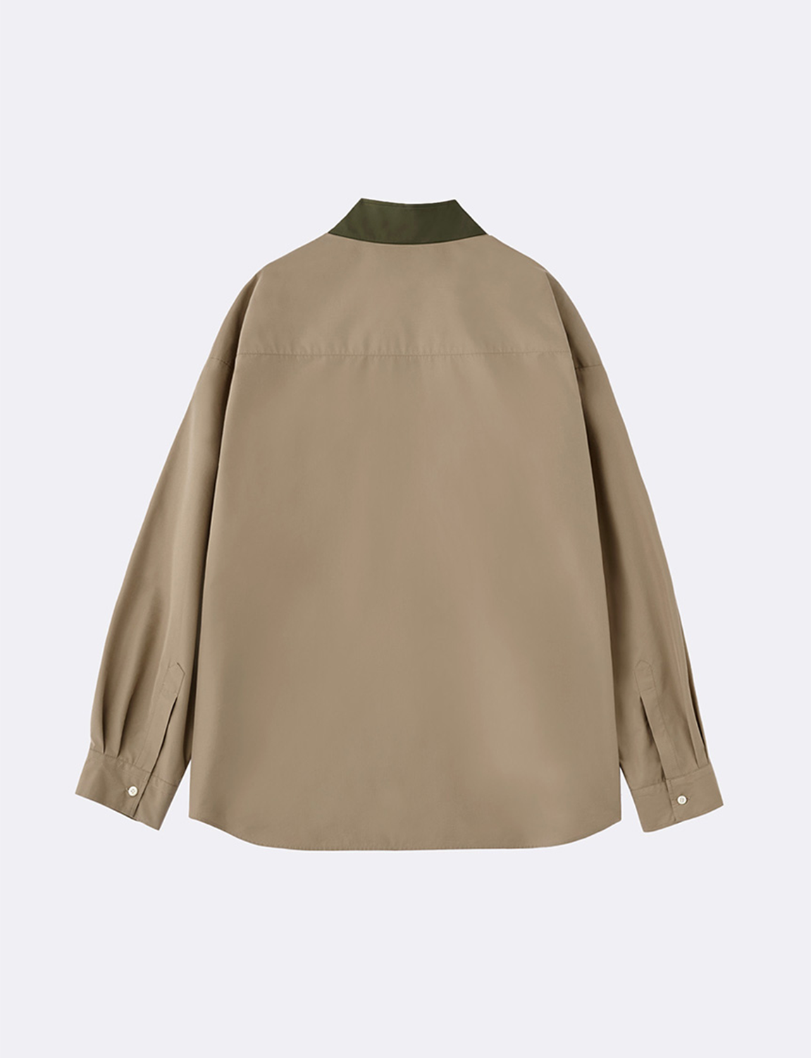 NYLON SWITCHED HALF ZIP PULLOVER SHIRT