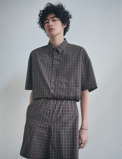 CHECK PATTERNED BASIC S/S SHIRT