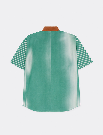 RIBBED COLLAR STRIPE S/S SHIRT