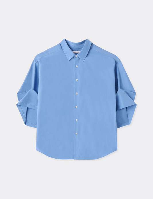 TUCKED SLEEVE PULLED BACK COLLAR SHIRT