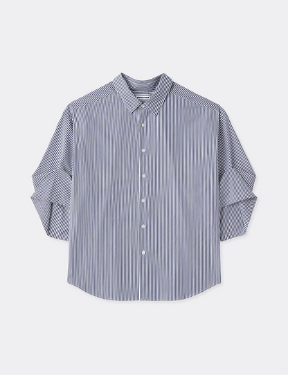TUCKED SLEEVE PULLED BACK COLLAR SHIRT