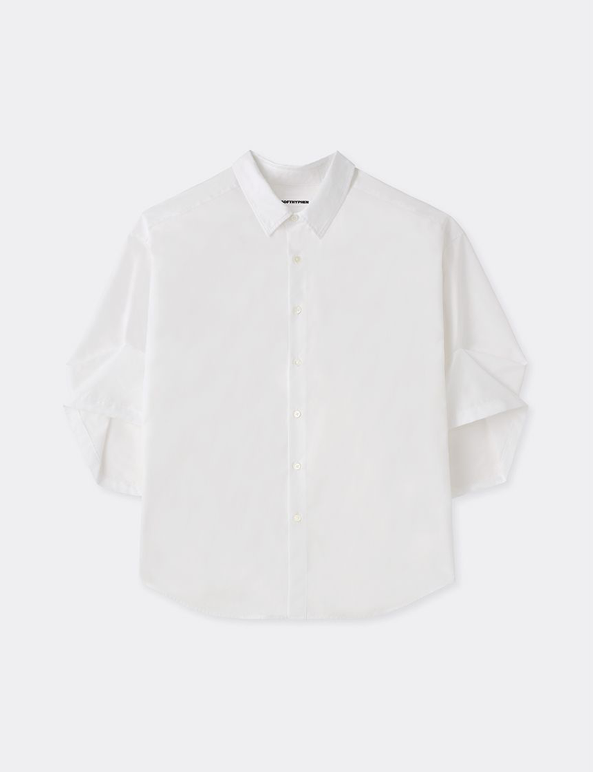 TUCKED SLEEVE PULLED BACK COLLAR SHIRT