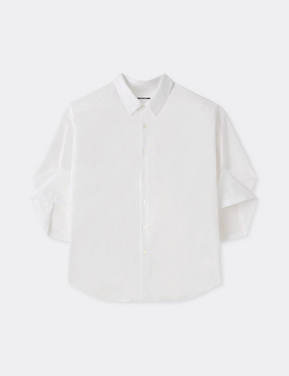 TUCKED SLEEVE PULLED BACK COLLAR SHIRT