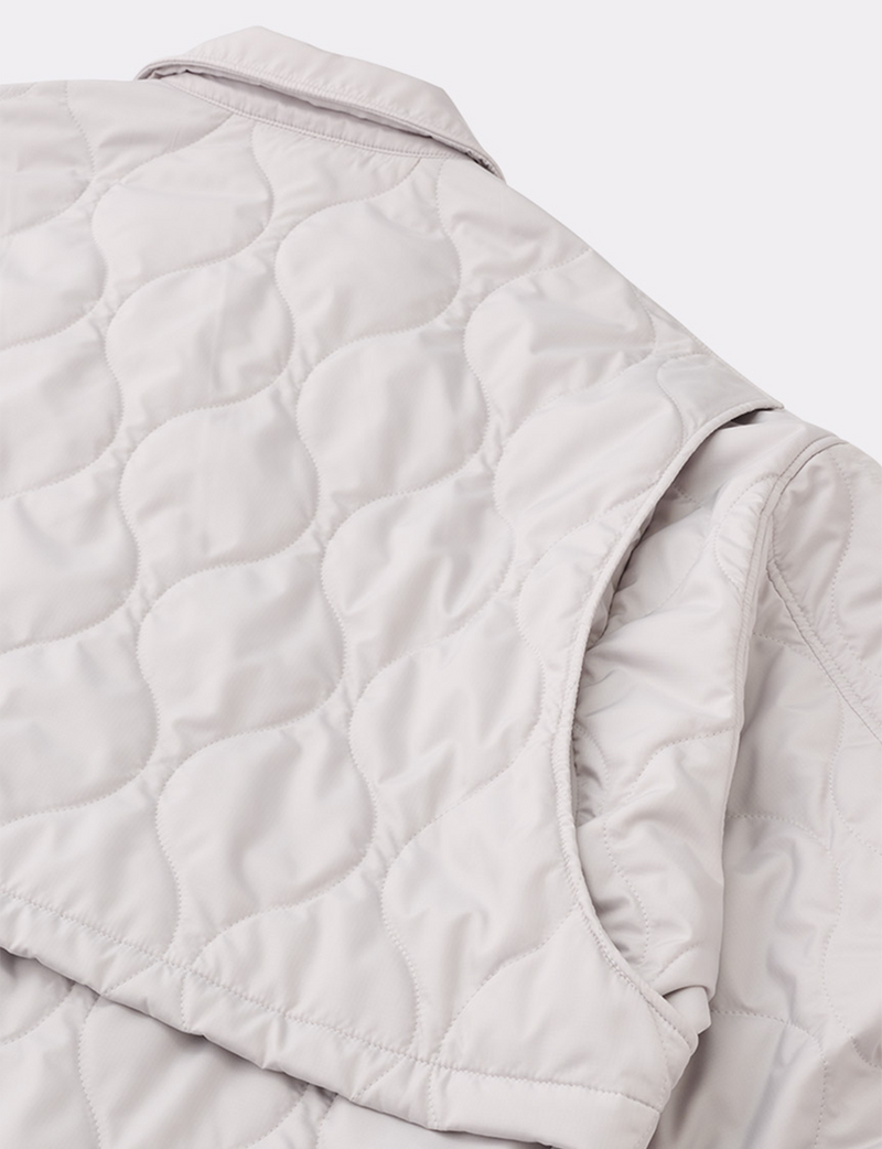 QUILTED ZIP POCKET BENCH JACKET