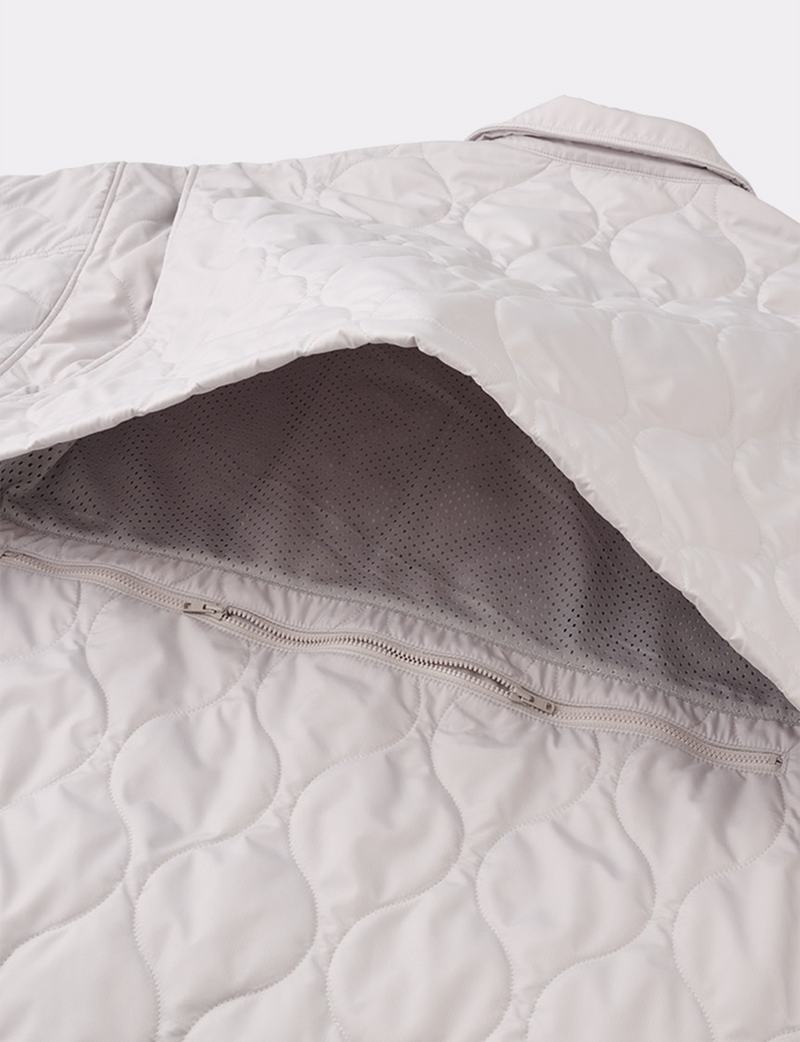 QUILTED ZIP POCKET BENCH JACKET