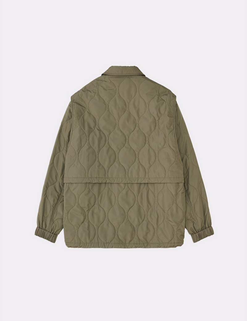 QUILTED ZIP POCKET BENCH JACKET