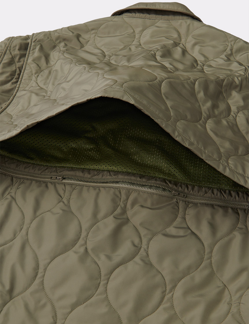 QUILTED ZIP POCKET BENCH JACKET