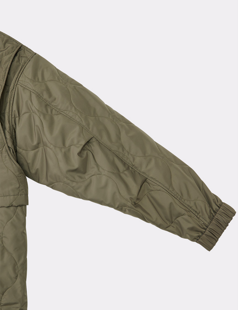 QUILTED ZIP POCKET BENCH JACKET