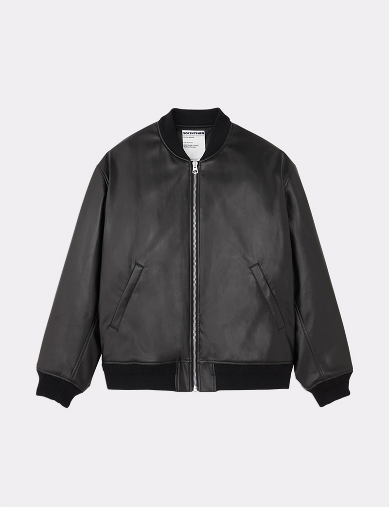FAUX LEATHER BOMBER JACKET