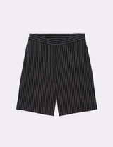 LINEN STRIPE WIDE SHORTS
