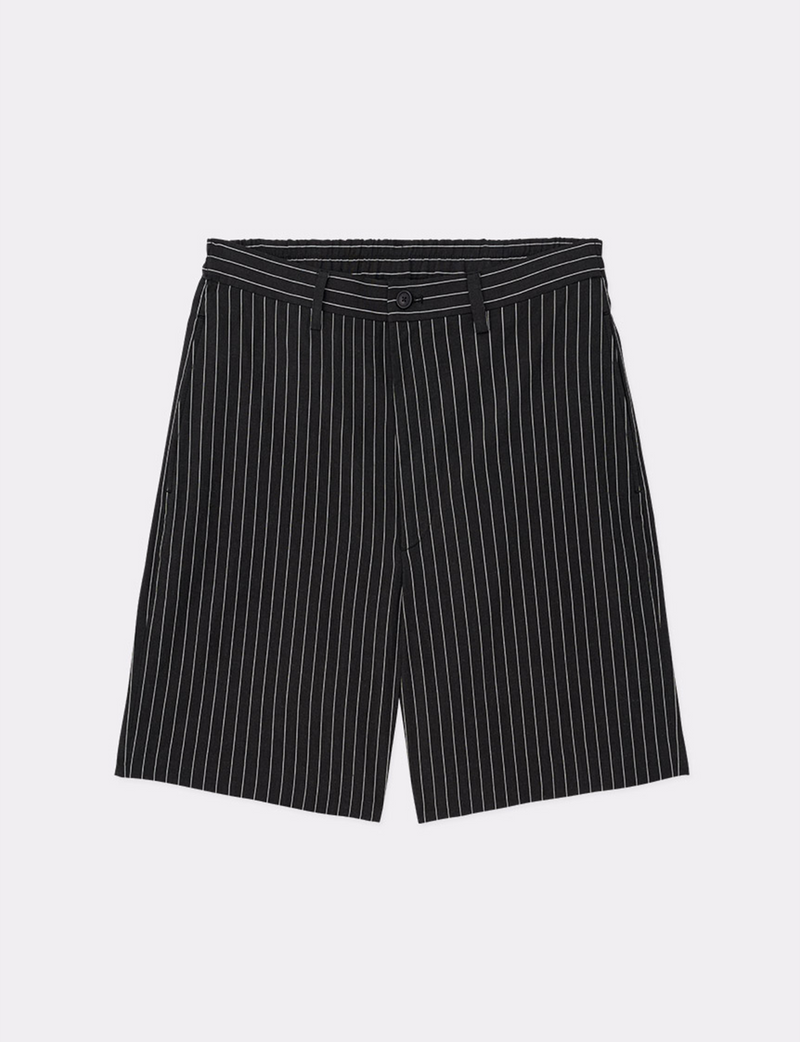 LINEN STRIPE WIDE SHORTS