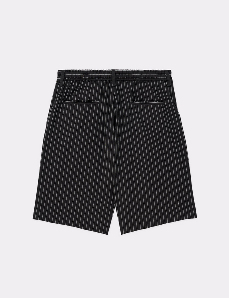 LINEN STRIPE WIDE SHORTS