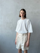 BELTED PIN TUCK SHORTS